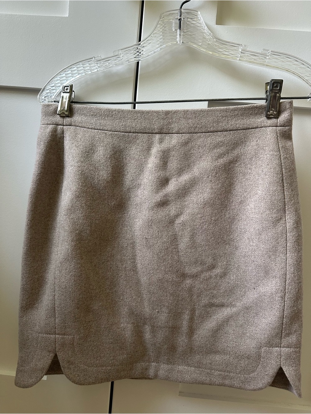 J. Crew Taupe Mini Skirt with Scallop Hem